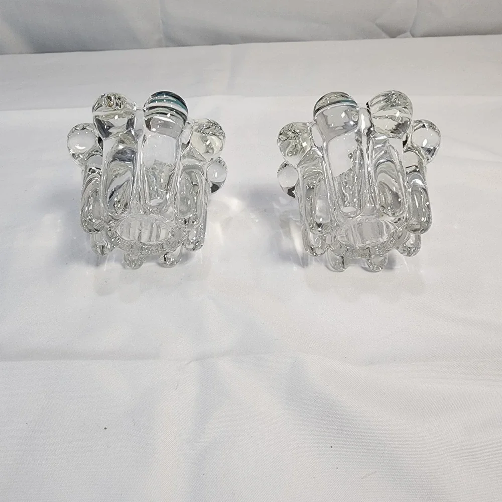 Vintage Alco Industries Crystal 2 Pc Candleholder Set No. 0011